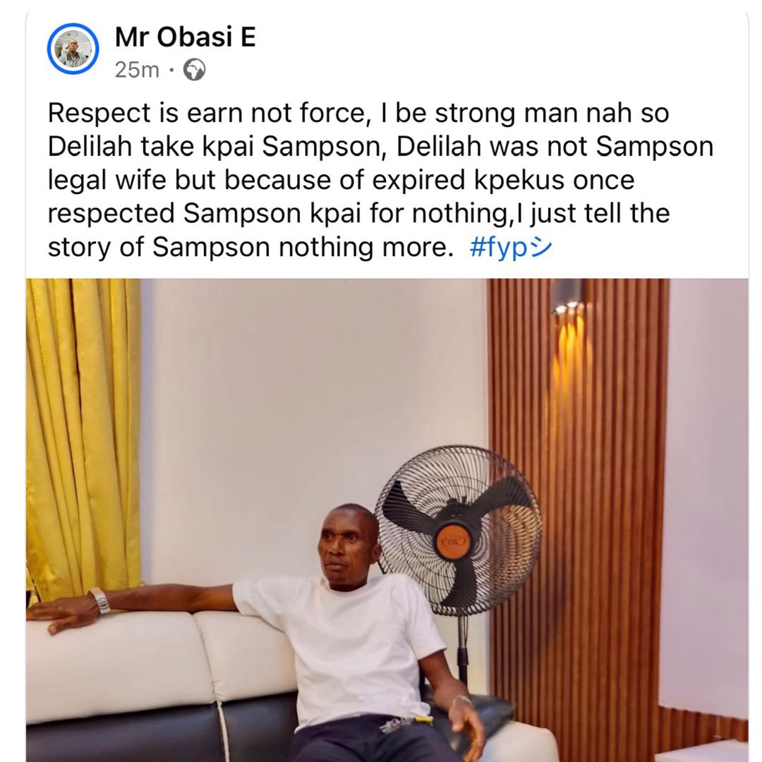 Judy Austinâs ex husband, Emmanuel Obasi, writes on respect after Yul Edochie asked men to dump partners who have no respect for them